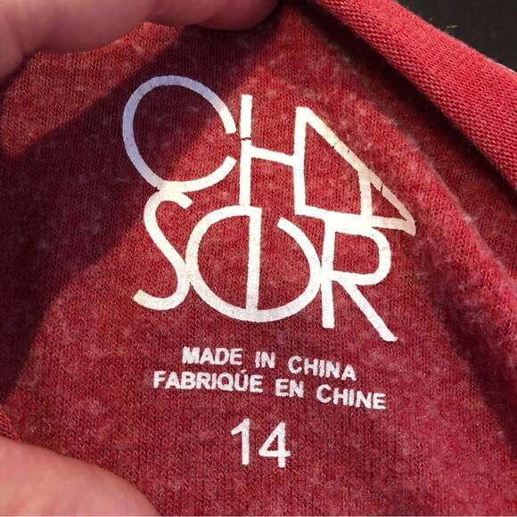 Chaser red ruffle sleeve knit top size 14 - Picture 5 of 13